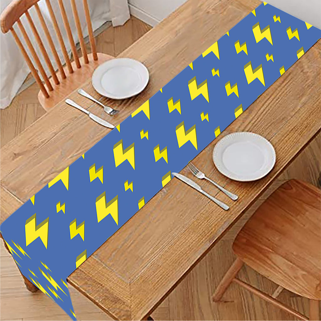 Blue And Yellow Lightning Pattern Print Table Runner