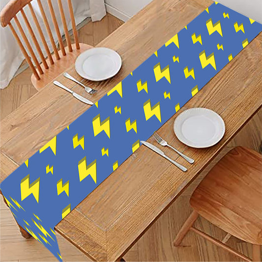 Blue And Yellow Lightning Pattern Print Table Runner