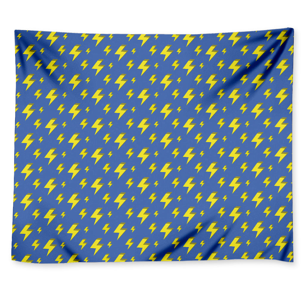Blue And Yellow Lightning Pattern Print Tapestry