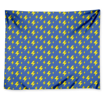 Blue And Yellow Lightning Pattern Print Tapestry