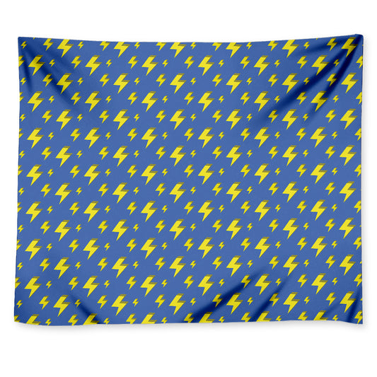 Blue And Yellow Lightning Pattern Print Tapestry