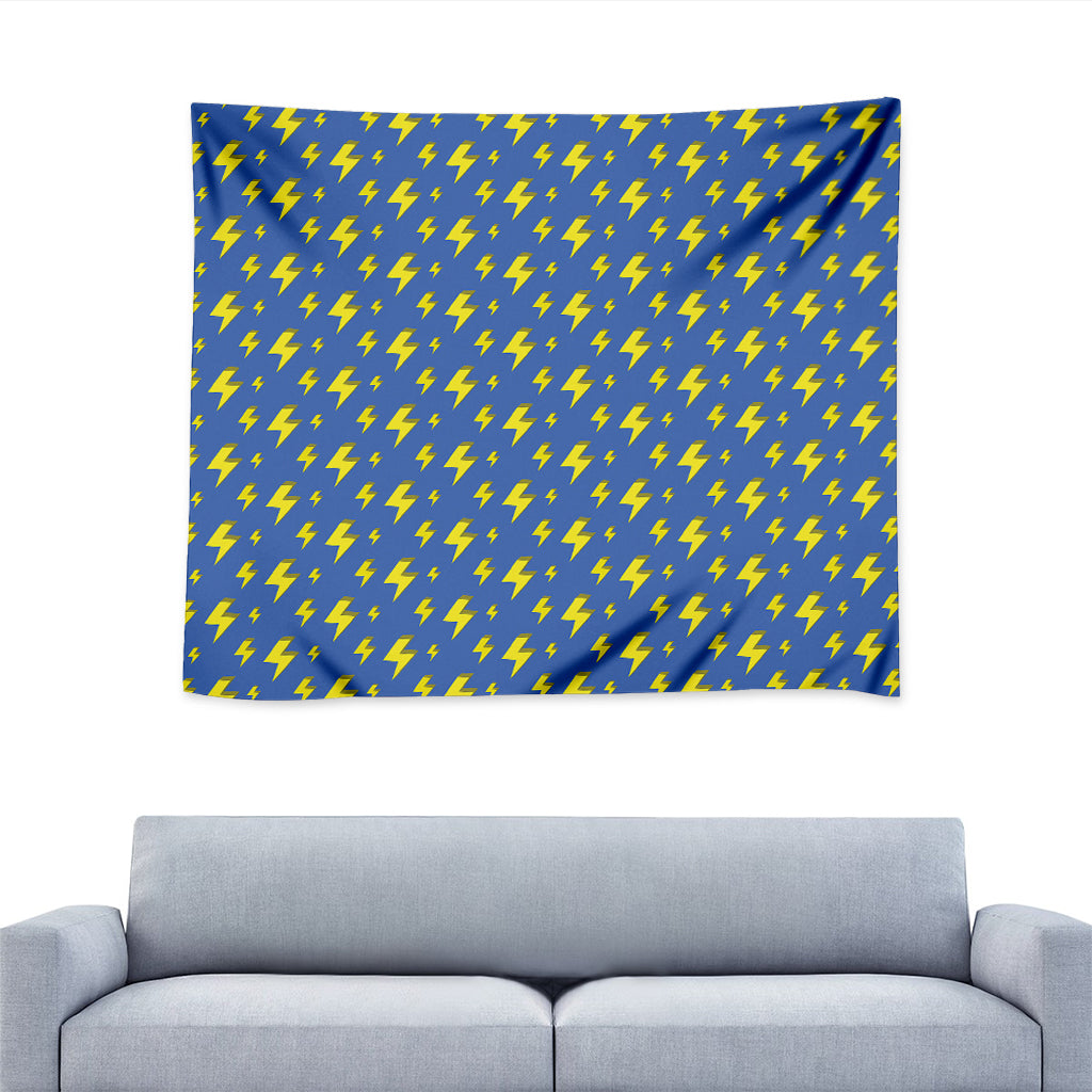 Blue And Yellow Lightning Pattern Print Tapestry
