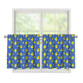 Blue And Yellow Lightning Pattern Print Tier Curtains