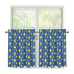 Blue And Yellow Lightning Pattern Print Tier Curtains