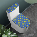Blue And Yellow Lightning Pattern Print Toilet Lid And Tank Cover Set