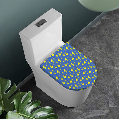 Blue And Yellow Lightning Pattern Print Toilet Lid Cover