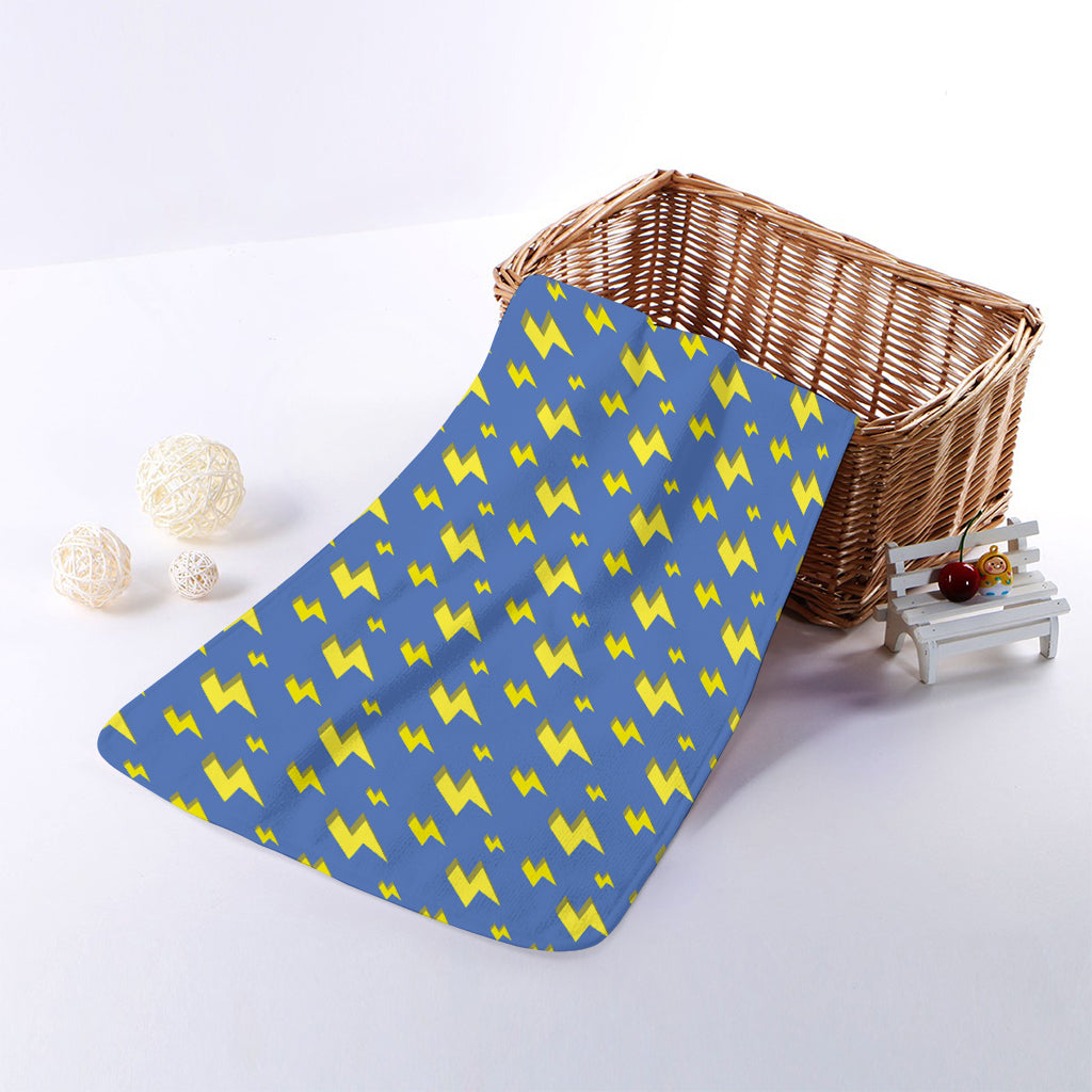 Blue And Yellow Lightning Pattern Print Towel