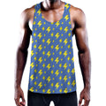 Blue And Yellow Lightning Pattern Print Men's Workout Tank Top