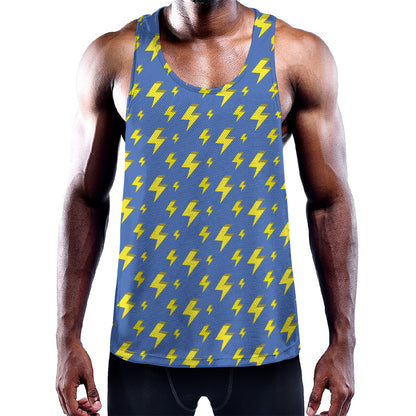 Blue And Yellow Lightning Pattern Print Training Tank Top