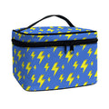 Blue And Yellow Lightning Pattern Print Travel Makeup Bag