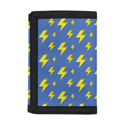 Blue And Yellow Lightning Pattern Print Trifold Wallet
