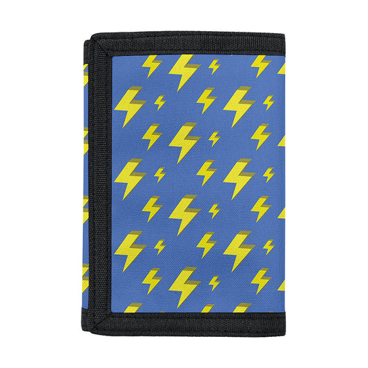 Blue And Yellow Lightning Pattern Print Trifold Wallet