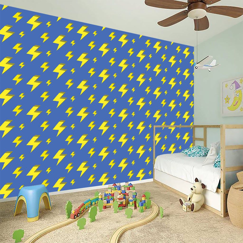 Blue And Yellow Lightning Pattern Print Wall Sticker