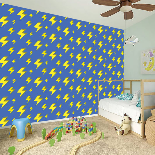 Blue And Yellow Lightning Pattern Print Wall Sticker