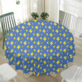 Blue And Yellow Lightning Pattern Print Waterproof Round Tablecloth