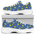 Blue And Yellow Lightning Pattern Print White Chunky Shoes