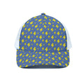 Blue And Yellow Lightning Pattern Print White Mesh Trucker Hat