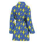 Blue And Yellow Lightning Pattern Print Women's Bathrobe