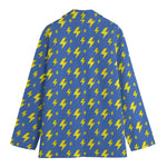 Blue And Yellow Lightning Pattern Print Women's Cotton Blazer