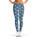 Blue And Yellow Lightning Pattern Print Women's Leggings