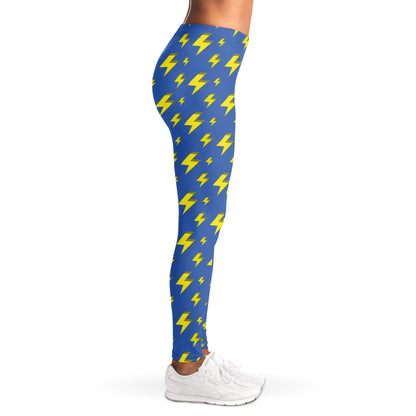 Blue And Yellow Lightning Pattern Print Women's Leggings