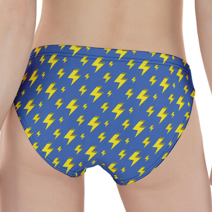 Blue And Yellow Lightning Pattern Print Women's Panties
