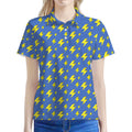 Blue And Yellow Lightning Pattern Print Women's Polo Shirt