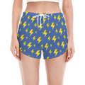 Blue And Yellow Lightning Pattern Print Women's Split Running Shorts