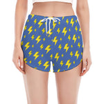 Blue And Yellow Lightning Pattern Print Women's Split Running Shorts