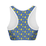 Blue And Yellow Lightning Pattern Print Women's Sports Bra