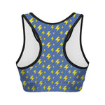 Blue And Yellow Lightning Pattern Print Women's Sports Bra