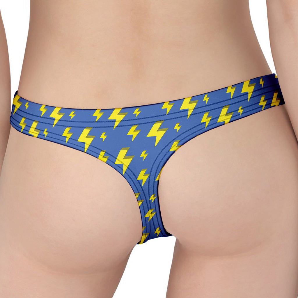 Blue And Yellow Lightning Pattern Print Women's Thong