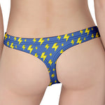 Blue And Yellow Lightning Pattern Print Women's Thong