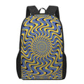 Blue And Yellow Motion Illusion Print 17 Inch Backpack