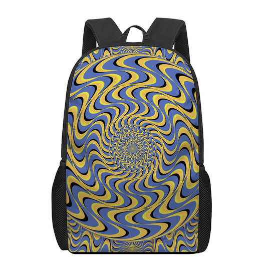 Blue And Yellow Motion Illusion Print 17 Inch Backpack