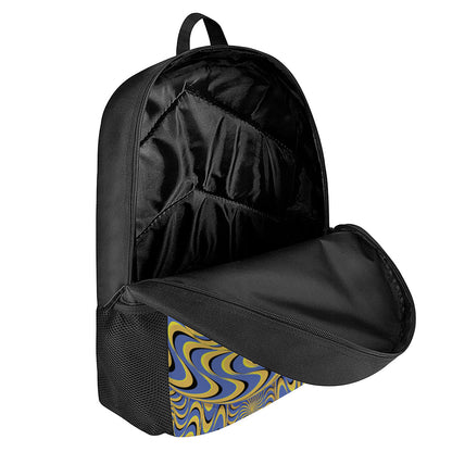 Blue And Yellow Motion Illusion Print 17 Inch Backpack