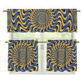 Blue And Yellow Motion Illusion Print 3 Piece Kitchen Curtains
