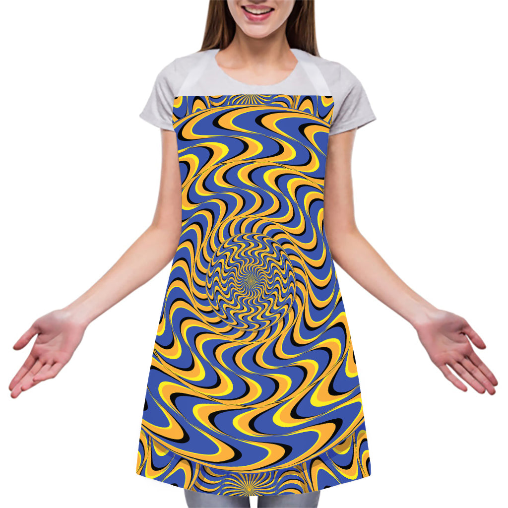 Blue And Yellow Motion Illusion Print Adjustable Apron