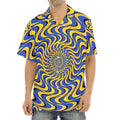 Blue And Yellow Motion Illusion Print Aloha Shirt