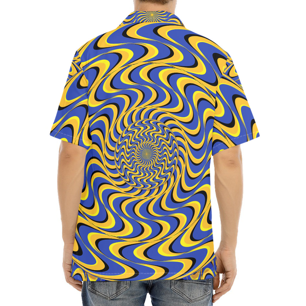 Blue And Yellow Motion Illusion Print Aloha Shirt