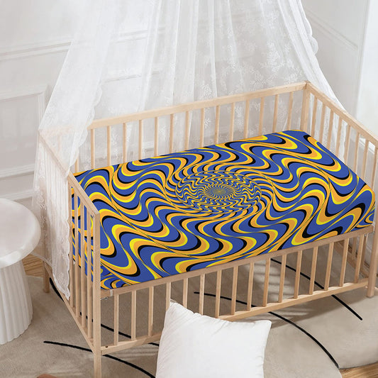 Blue And Yellow Motion Illusion Print Baby Crib Sheet