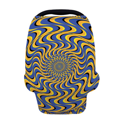 Blue And Yellow Motion Illusion Print Baby Seat Cover