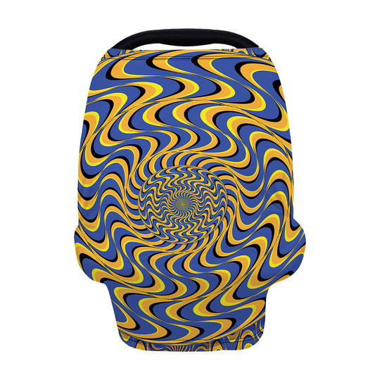 Blue And Yellow Motion Illusion Print Baby Seat Cover