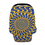 Blue And Yellow Motion Illusion Print Baby Seat Cover