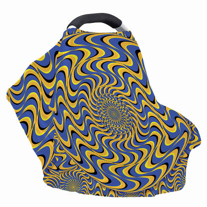 Blue And Yellow Motion Illusion Print Baby Seat Cover