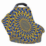 Blue And Yellow Motion Illusion Print Baby Seat Cover