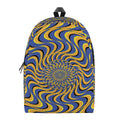 Blue And Yellow Motion Illusion Print School Backpack
