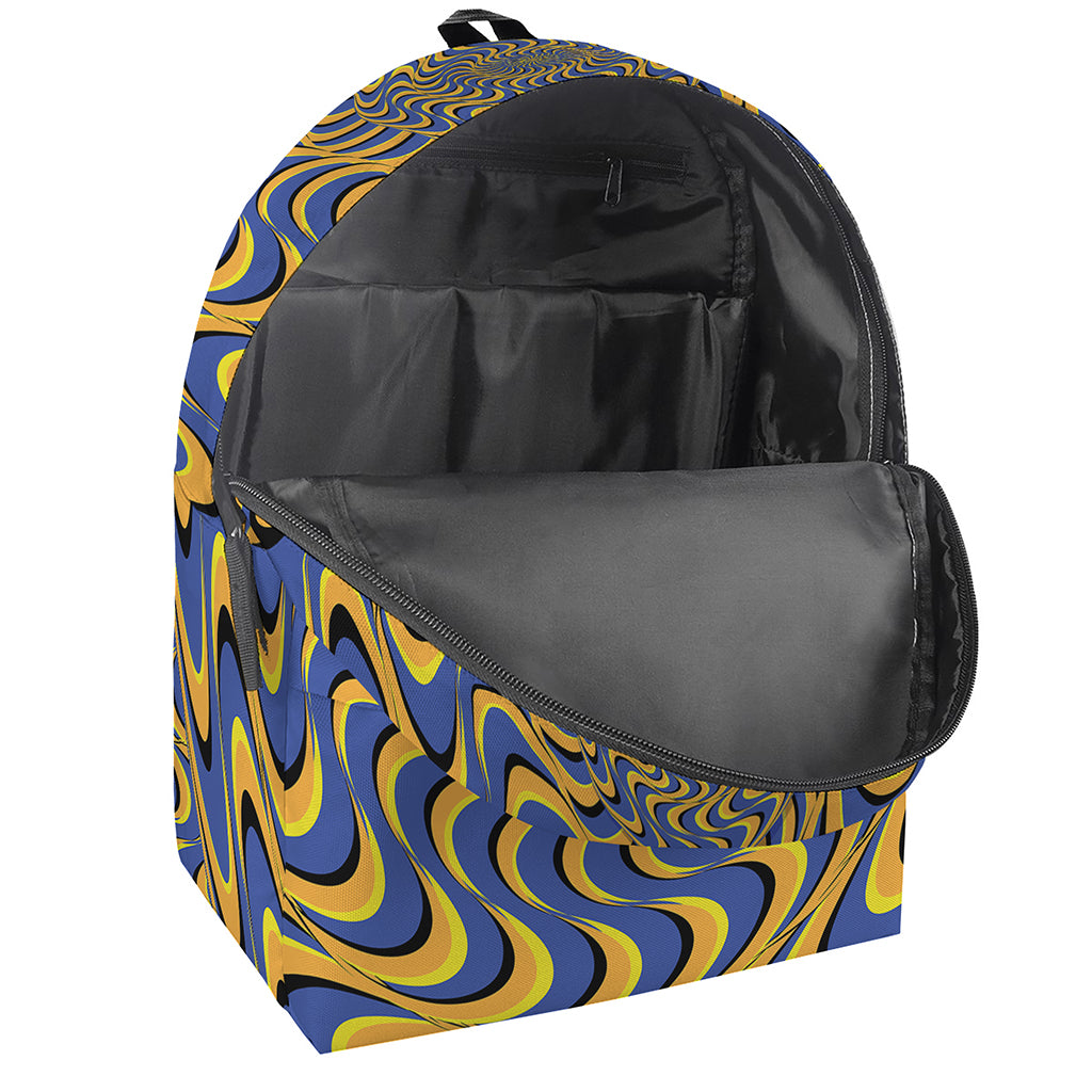 Blue And Yellow Motion Illusion Print Backpack