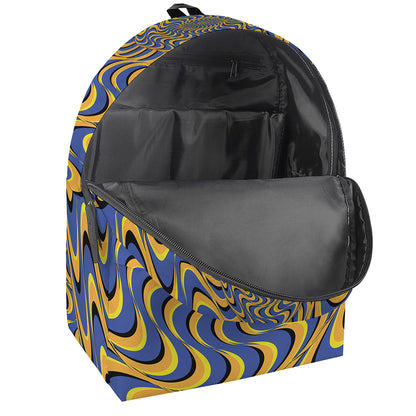 Blue And Yellow Motion Illusion Print Backpack