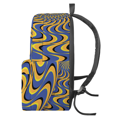 Blue And Yellow Motion Illusion Print Backpack